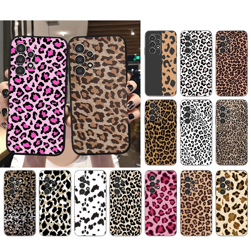 

Phone Case for Samsung Galaxy A52S A04S A21S A33 A23 A13 A14 A32 A52 A53 A54 A51 A71 M51 Pink leopard Print Case