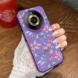 Cute Flower Painted Shockproof Phone Case Back Cover for Realme Narzo 60 Pro (PURPLE)
