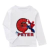 New Spring Autumn MARVEL Spiderman Birthday Boy Long Sleeve T-Shirt 3 4 5 6 7 8 9 Spiderman Customized Name Birthday Kid Clothes 3