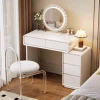 Chambre à coucher femmes coiffeuse luxe bois rangement miroir coiffure coiffeuse maison blanc Muebles De dortoir meubles 4