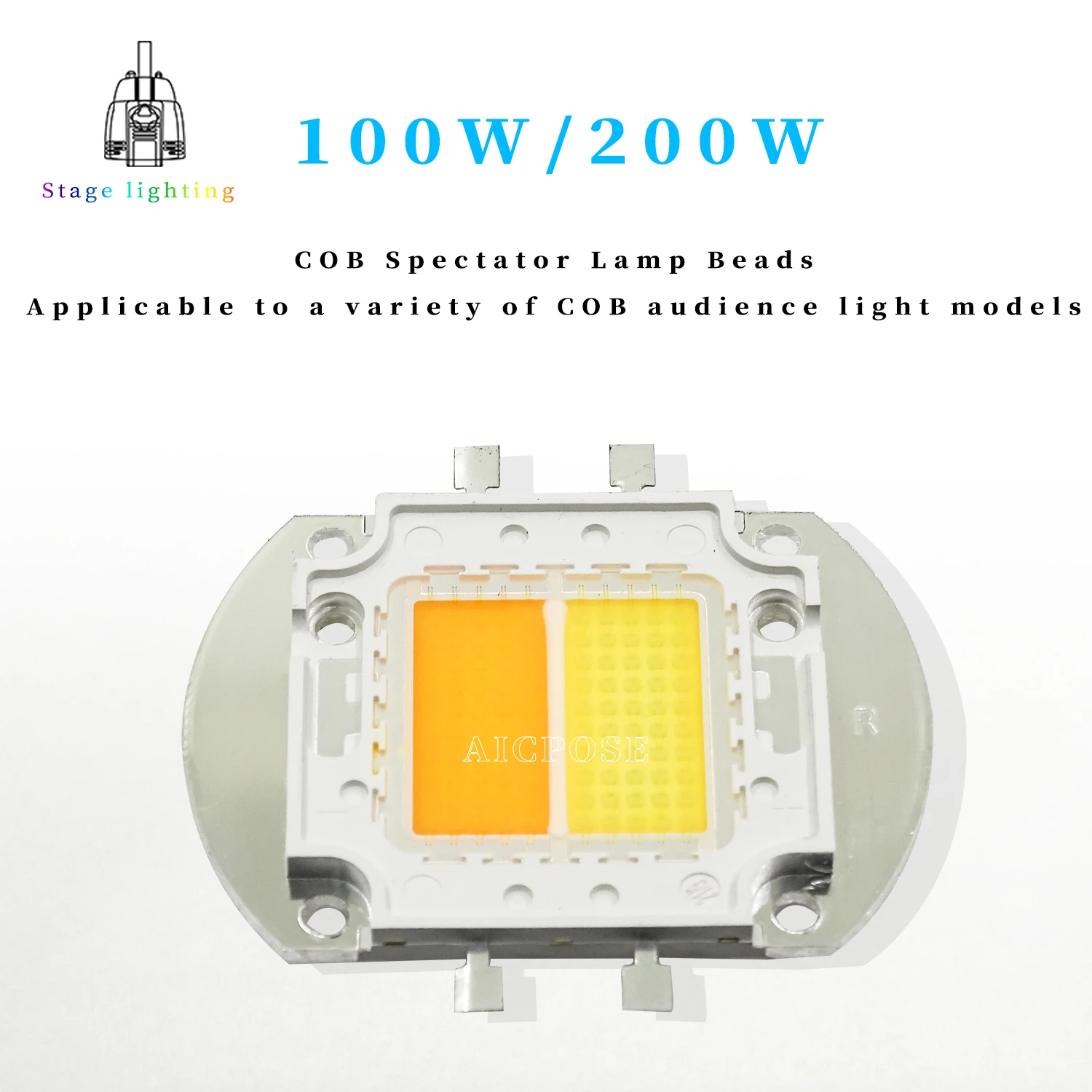 200W LED COB Beads Chip Warm Cold White For 2 eyes 4 Eyes COB Audience Light Floodlight Lamp LED Chips