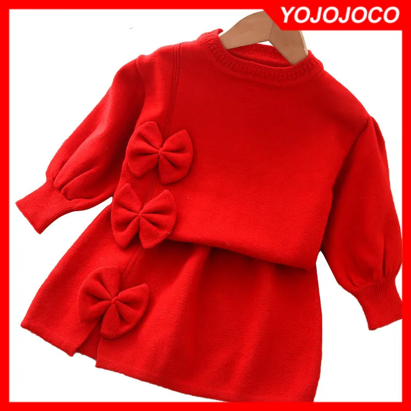 Baby Girl Clothes Warm Knitted Sweater Set Fall/Winter Girl Bowknot