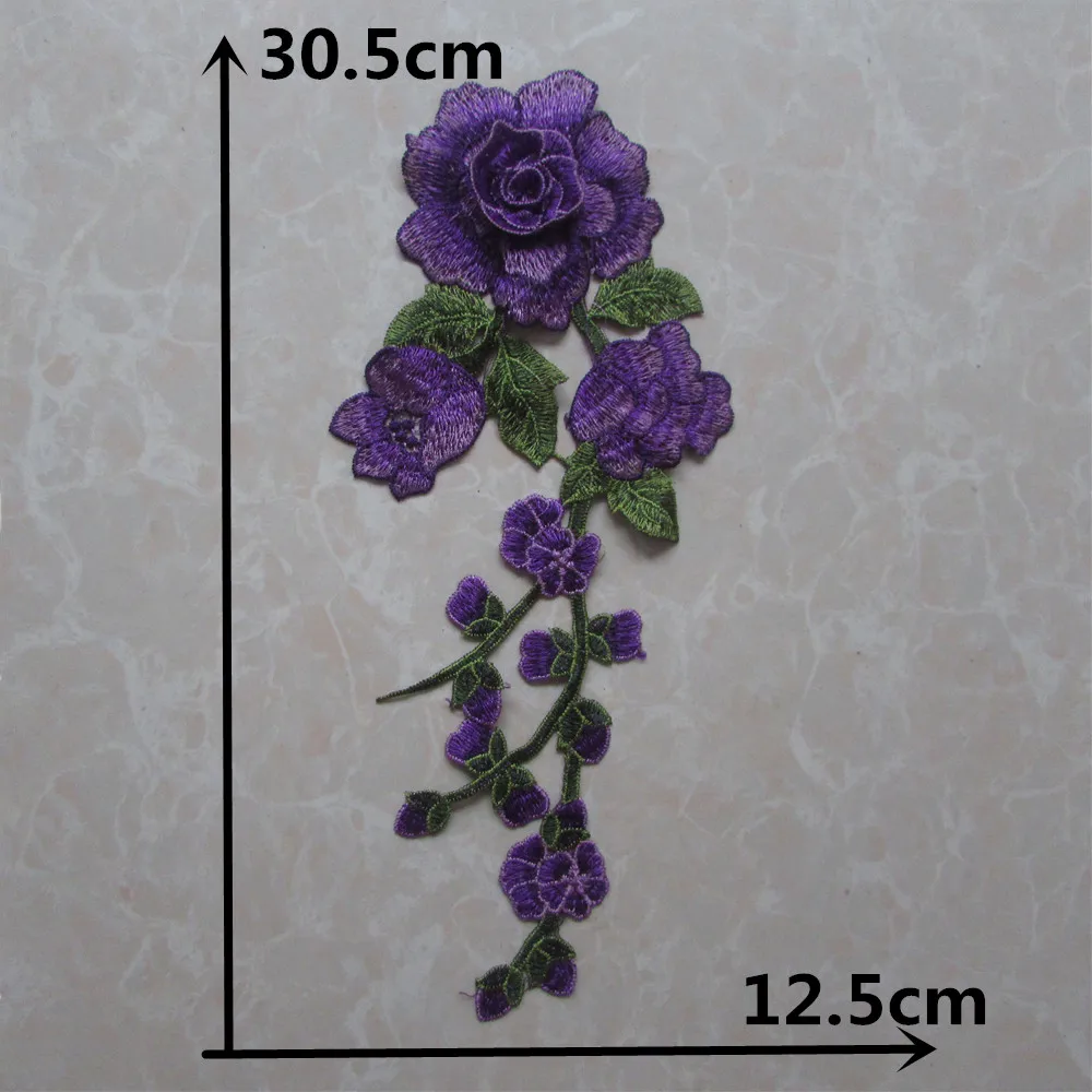 Lace Fabric 3D Rose Flower Embroidery Sewing Laces Collar Polyester DIY Hollow out Craft Materials Dress Accessory