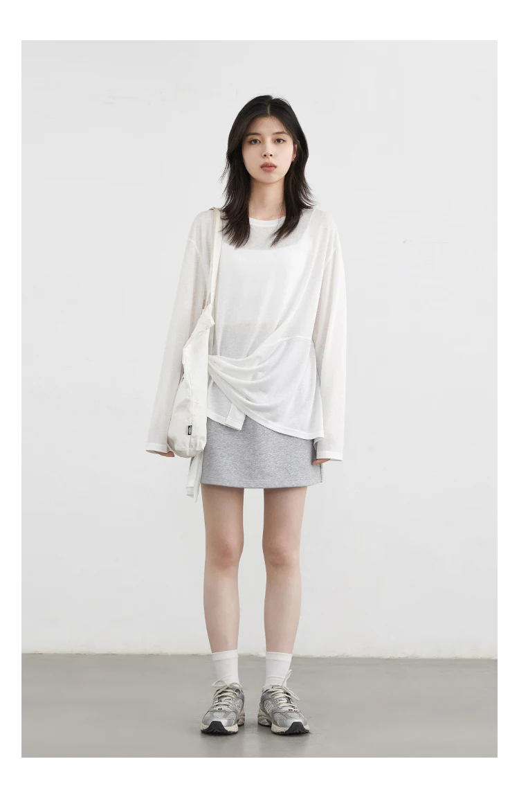CHIC VEN Fashion Women's Pullovers Tees O Neck New Loose Solid Long Sleeve Female T-shirt Thin Female Top Spring Autumn 2025