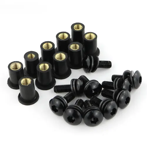 10pcs/Set Kit Motorcycle M5 15mm Metric Rubber Well Nuts Windscreen Fairing Cowl Anodized Aluminum Moto Screws Bolts - Image 3