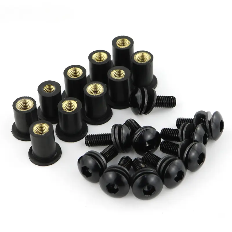 10pcs/Set Kit Motorcycle M5 15mm Metric Rubber Well Nuts Windscreen Fairing Cowl Anodized Aluminum Moto Screws Bolts - Image 3