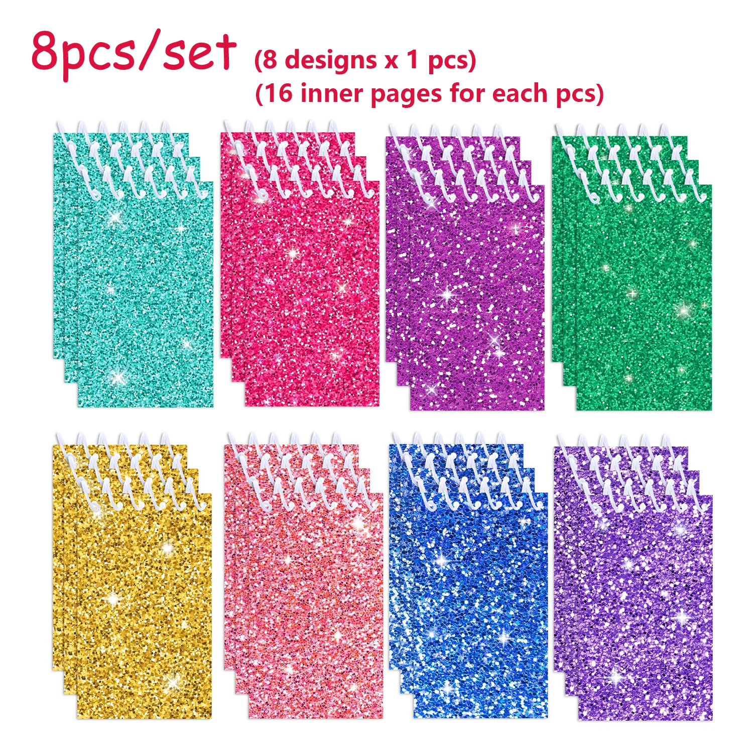 8/16/24 stücke Schimmernde Pulver Glitter Spirale Tasche Notebooks Memo Pad Spule Broschüre Notizblöcke Für Büro Schreibwaren Schule tagebücher – Detail 1