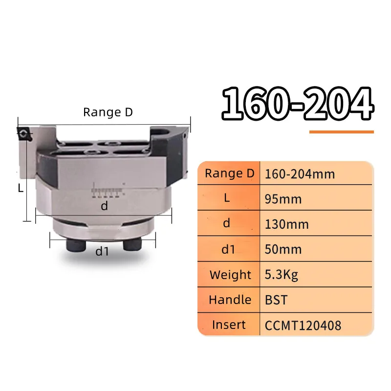 

High precision RBH160-204-C Twin-bit Rough smooth Boring Head cutter used for deep holes, CCMT120408 insert, boring tool