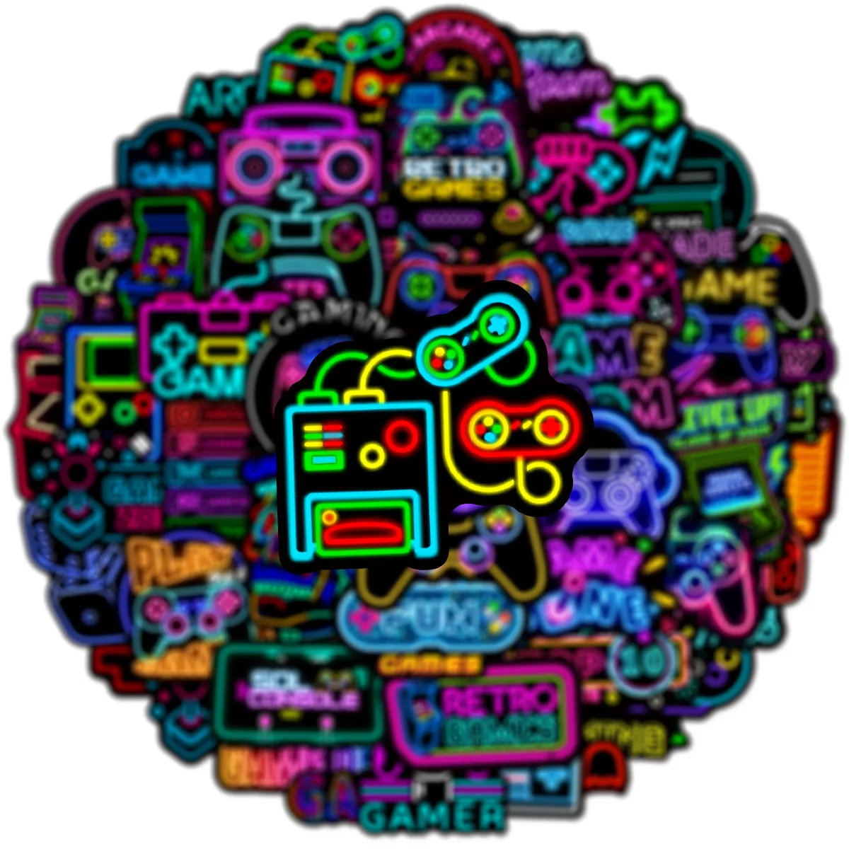 50/100개 멋진 네온 아케이드 스티커 오토바이 노트북 스케이트 태블릿 여행가방 전화 방수 데칼