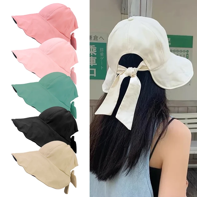 Sun Hat for Women Summer Spring Black Women Bucket Hat Casual Cotton Panama  Cap Outdoor Beach Visor Sun Hats Lady G