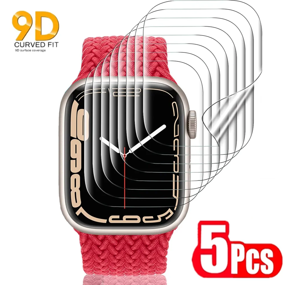 

5PCS Soft Hydrogel Screen Protector Film For Apple Watch 7 6 SE 5 3 40MM 44MM 42 38 Not Glass for iWatch 8 9 Ultra 41 45MM 49MM