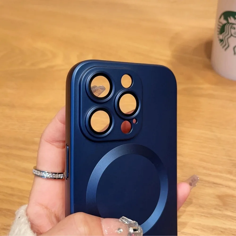 Sleek Matte Metallic Magnetic Phone Case with Magsafe Compatibility