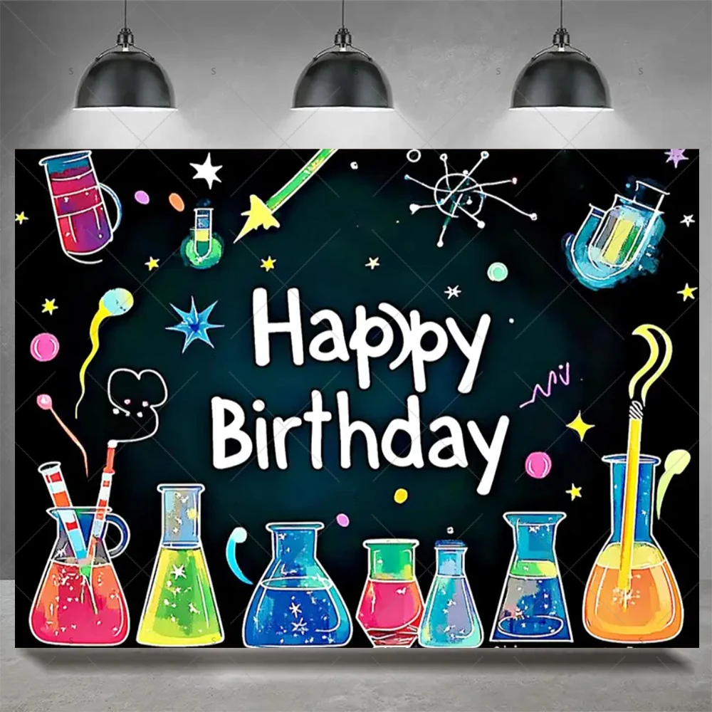 Chemische Wissenschaft Mad Science Spaß Hintergrund Wissenschaftler Junge Mädchen Chemische Geburtstag Party Dekoration Baby Dusche Hintergrund Kinder Geschenk – Detail 2