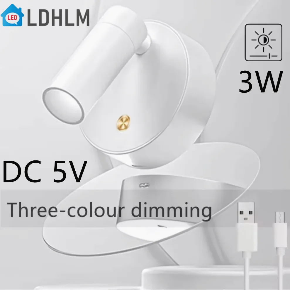 Lampada touch bianca con porta USB-C+A, dimmer, paralume in tessuto grigio, per camera da letto e soggiorno. | Leroy Merlin