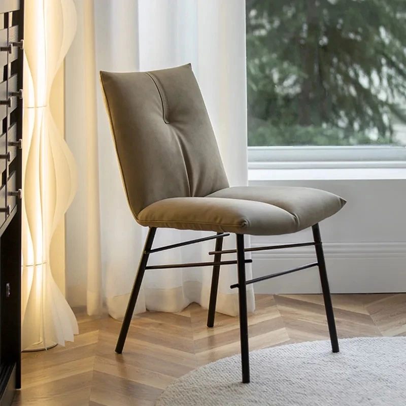 

Modern Gray Dining Chairs Metal Luxury Kitchen European Dining Chairs Floor Nordic Bedroom Sillas Comedor Home Furniture
