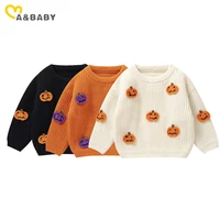 Ma&Baby 6M-3Y Halloween Newborn Infant Toddler Baby Girl Boy Sweaters Pumpkin Embroidery Knit Warm Pullover Fall Costumes 1