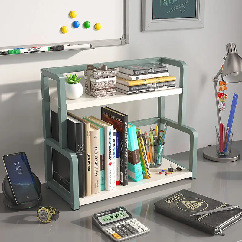 Two Tiered Bookshelf Table Simple Small Storage Bookshelf Desktop Storage Rack Desktop Rack Seasoning Rack