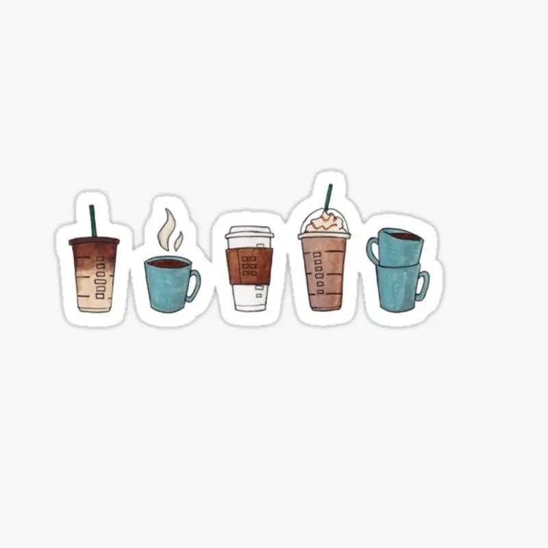 

Coffee Sticker for Laptop Decor Bedroom Car Cute Cartoon Art Fashionable Public Suitcase