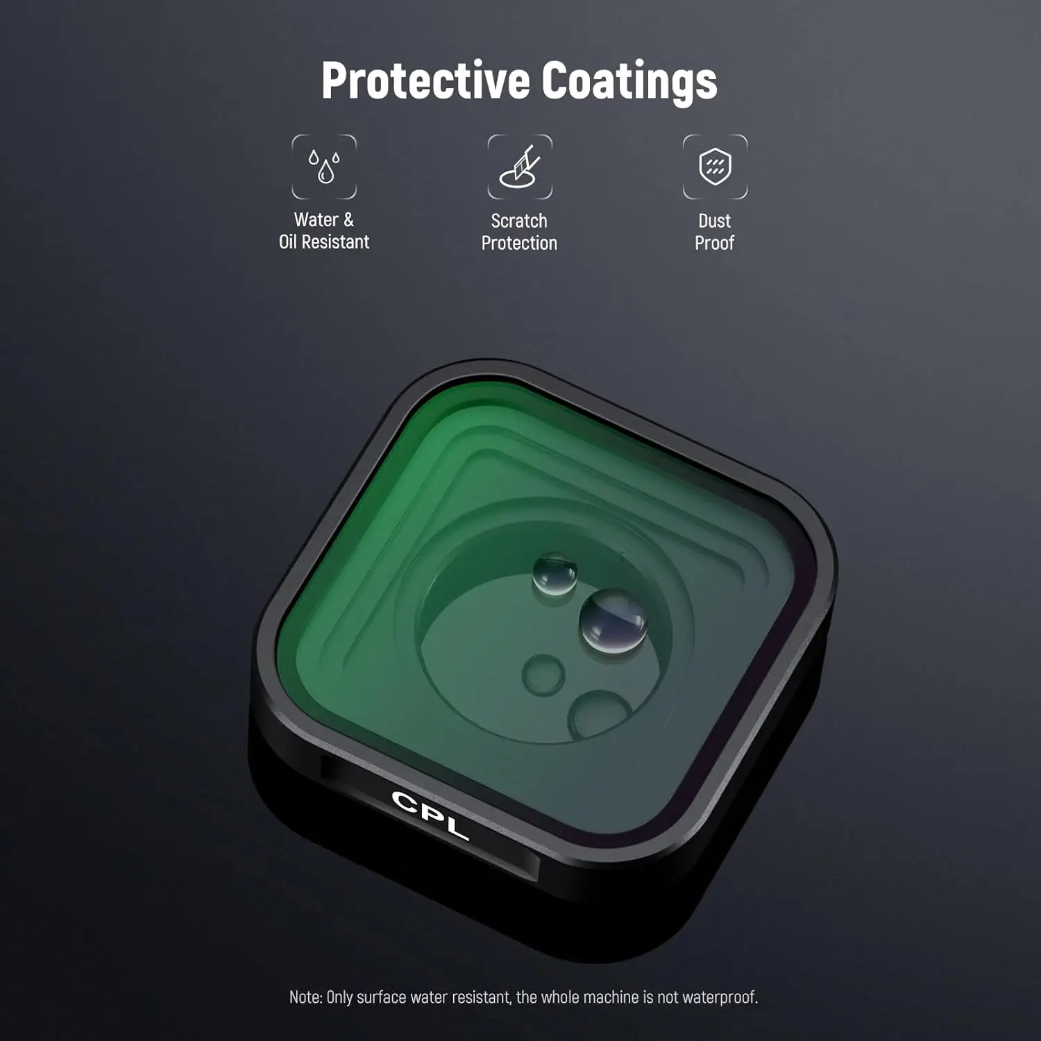 Installation du filtre polariseur PL fixe sur une GoPro Hero 13, clipsé sur l'objectif, prêt à réduire les reflets.