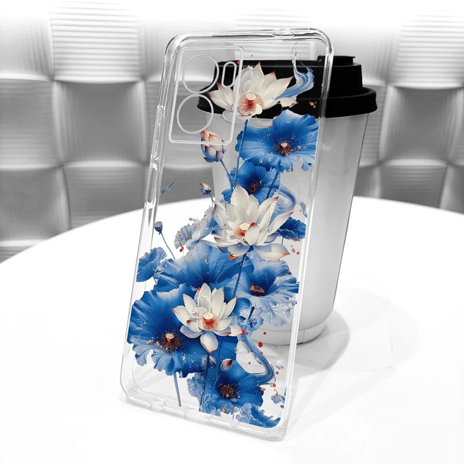 Stylish Flower Butterfly Soft Clear Silicone Phone Case Cover
