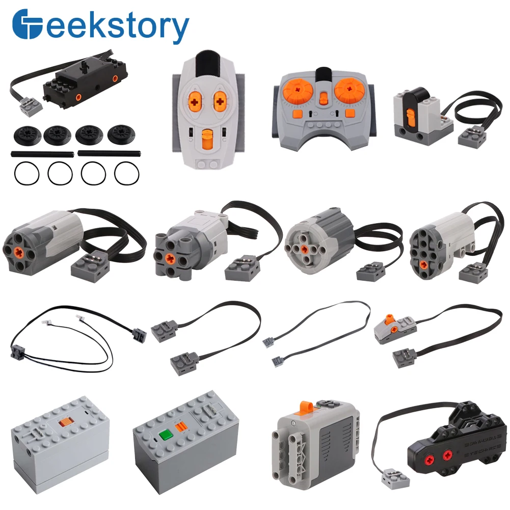 Funciones de energía MOC, servomotor de tren, caja de batería, interruptor de luz, receptor de Control remoto IR, juego de piezas técnicas, bloques de construcción