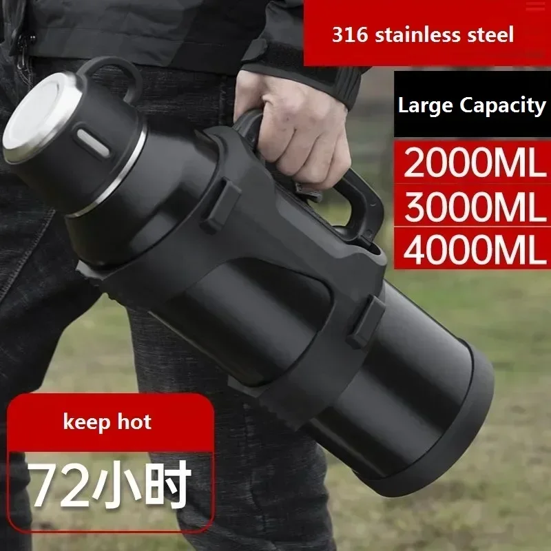 

4000ml 316 food-grade large-capacity portable outdoor thickened stainless steel cup thermos pot