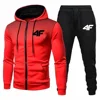 Autumn Winter Mens Tracksuit Jogging Sweatpants 2 Piece Set Sport Zipper Jacket+Running Trousers Suit Casual Printing Clothing 4