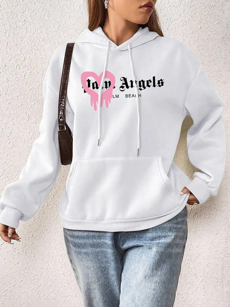 Premium Sense Of Printing Pullover Hoodie Damen Herbst und Winter Lockere lässige Langarmjacke