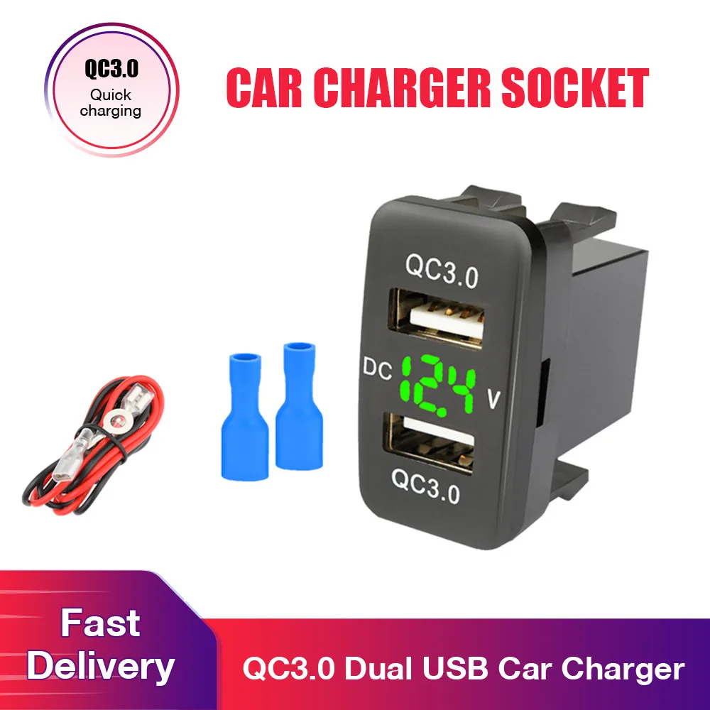 36w Fast Car Charger Qc3.0 Dual Port 1224v Usb Charger Socket Mobile