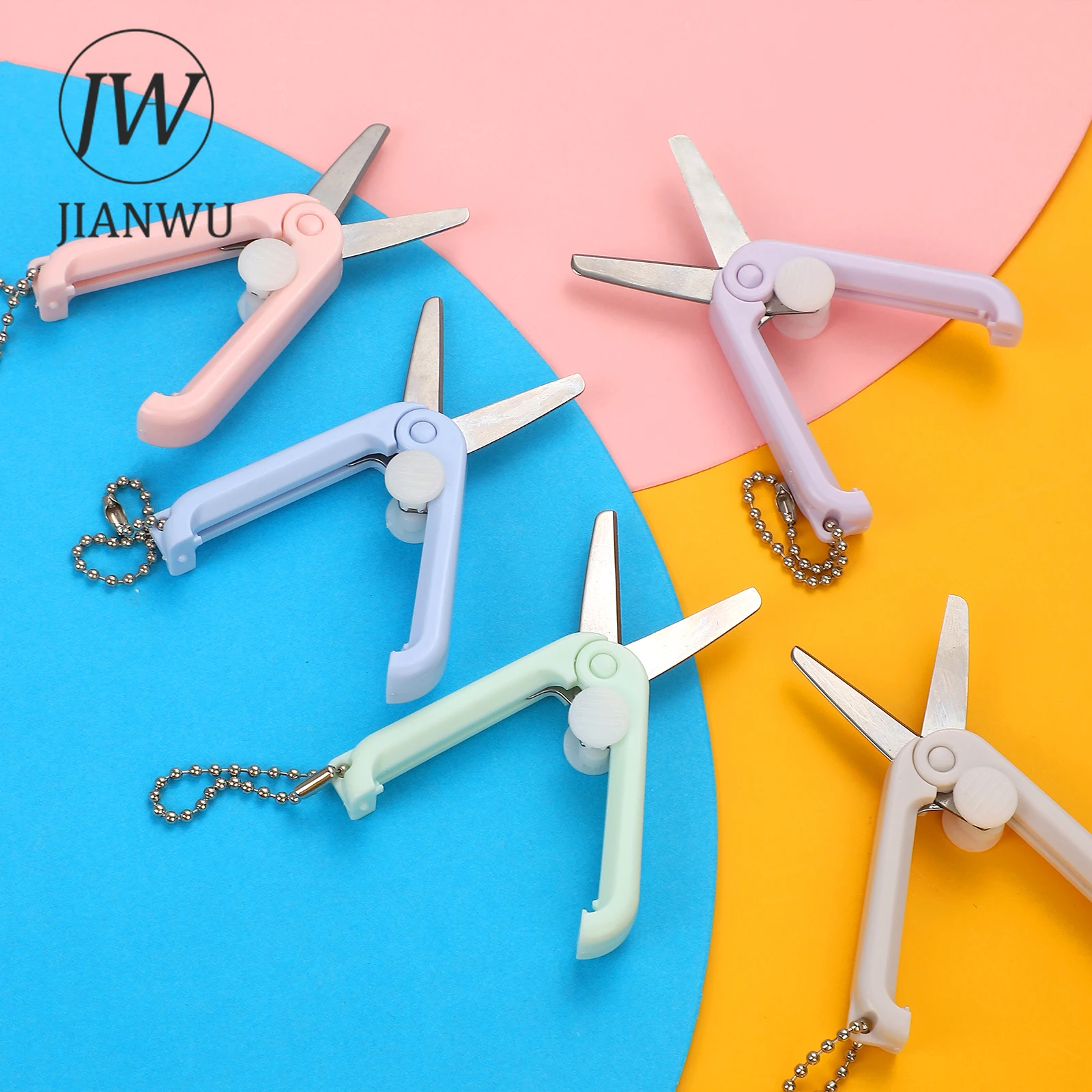 JIANWU Creative Mini Portable Folding Scissors Morandi Simple PaperCutting Art Tool Stationary