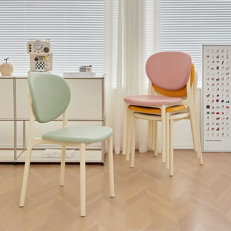 

Nordic Dining Chairs, Household Cream Style Plastic Chairs, Backrest Chairs, Thickened Modern Milk Tea Shop Chairs Simple