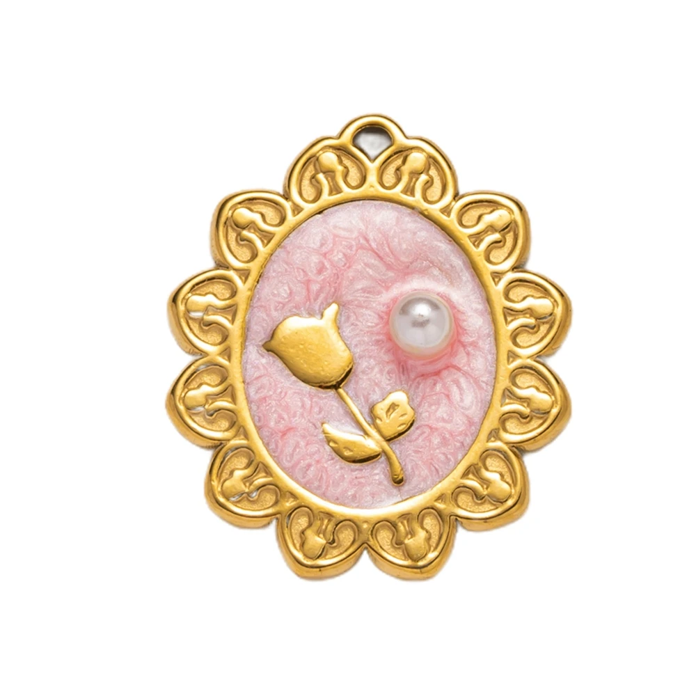 5 Stücke Edelstahl Emaille Blume Imitation Perlen Anhänger Charms Für DIY Halsketten Armband Schmuck Machen Liefert Erkenntnisse – Detail 6