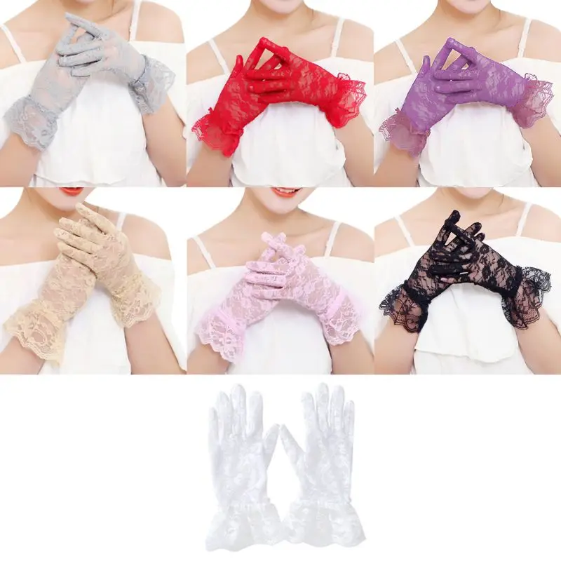 Party Sexy Dressy Gloves Women Lace Gloves Paragraph Wedding Gloves Mittens Accessories Full Finger Girls Fashion Gloves