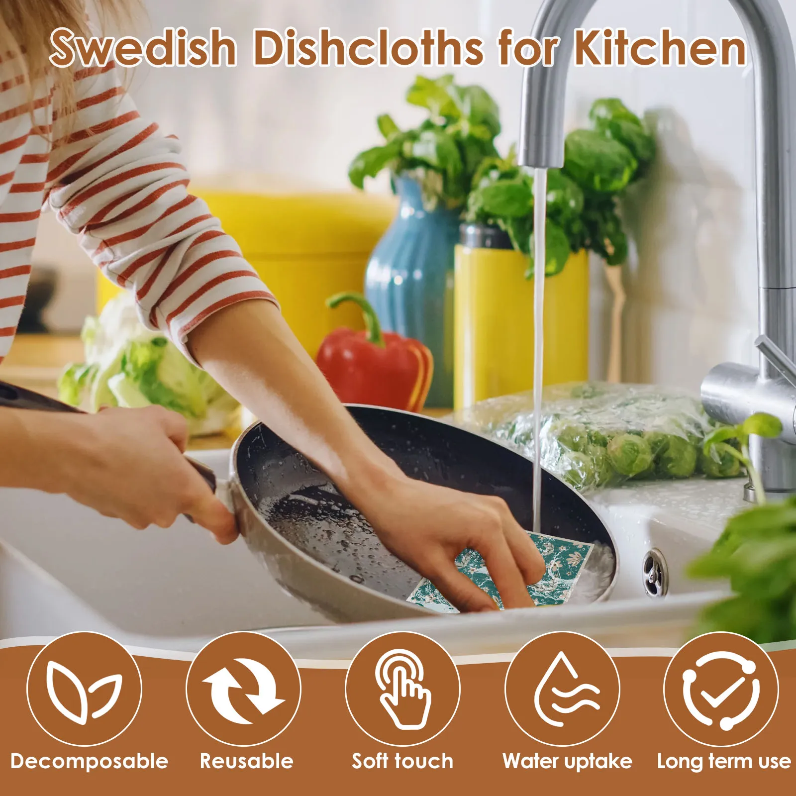 10Pcs Kitchen Cleaning Rags Cellulose Cotton Dish Towel Multiple Styles Water Absorbent Kitchen Washcloths Cookware Scouring Pad