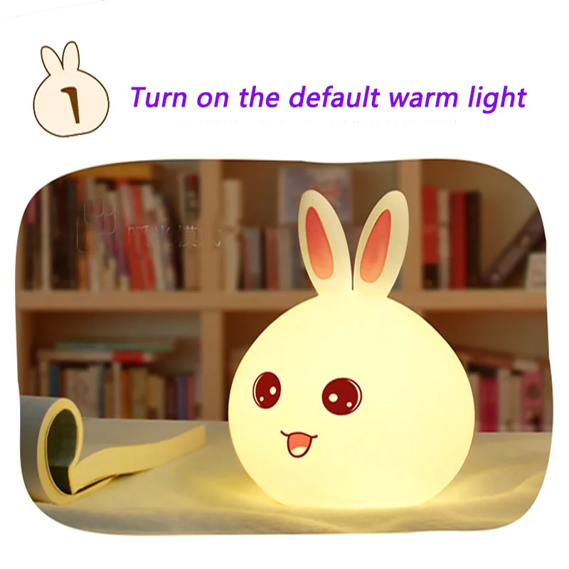 Led Rabbit Night Light Touch Sensor Anime Lamp Colorful Silicone Light For Kids Gift Children's Bed