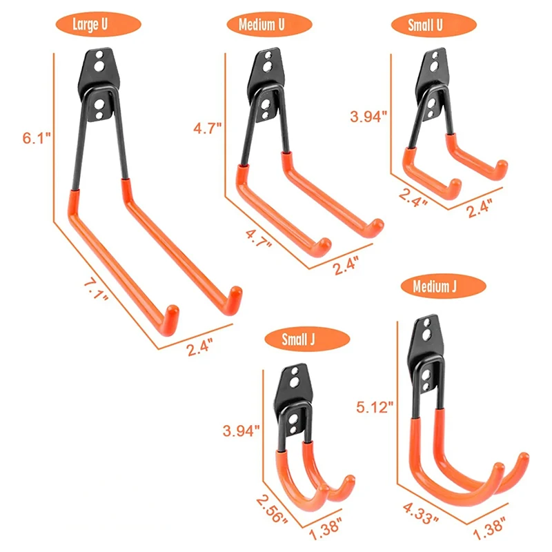 Wall Mount Hooks Heavy Duty Metal Hook Garage Organizer Wall Mount Bicycle Hanger Hooks Anti-slip Storage Hook For Ladders Garden Tool
