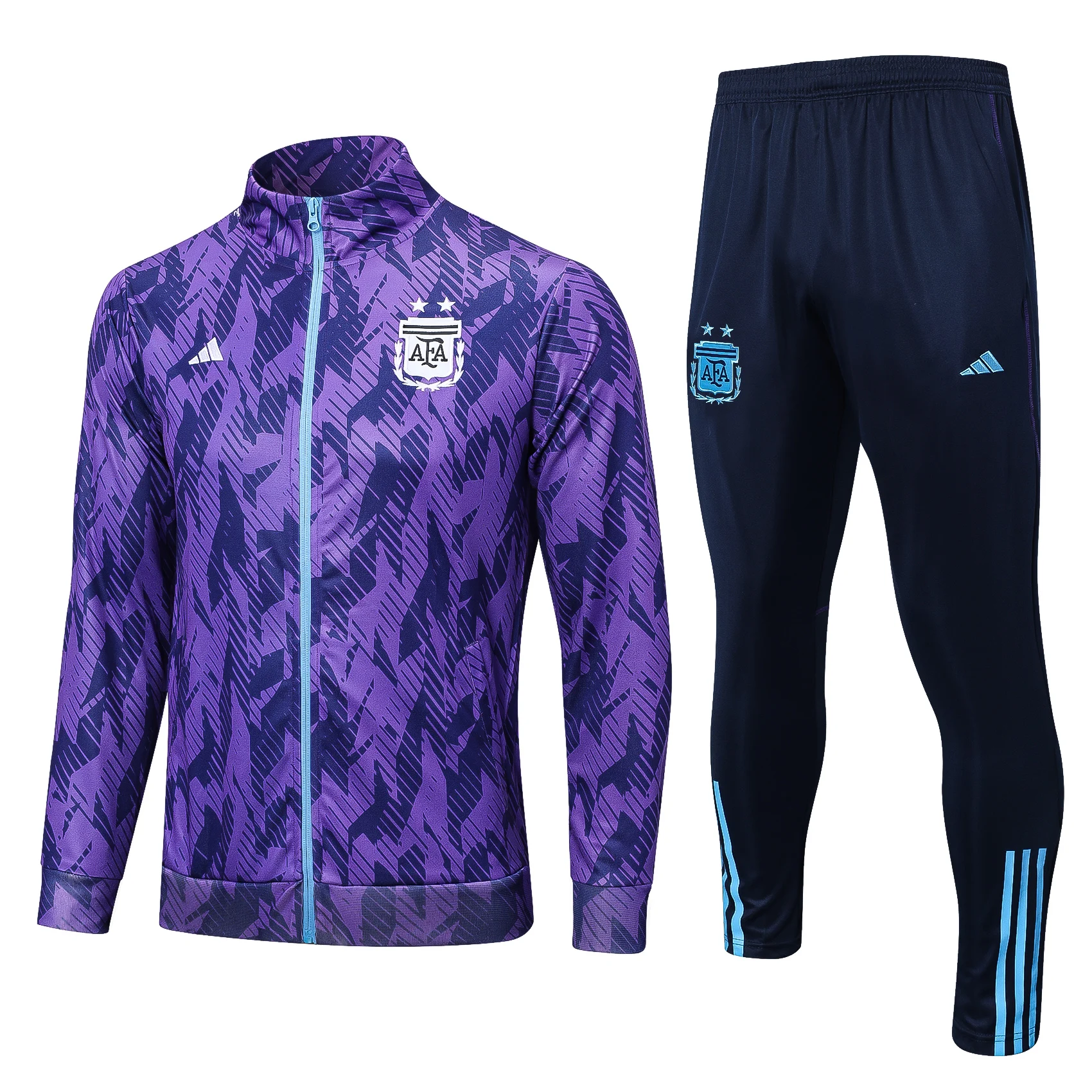 Adidas Soccer Jerseys Men Breathable Professional Trendy Light Weight Full-sleeved Football Training Suit Sets Blue Black