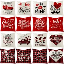 

Valentines Day Linen Pillowcase 45x45 Romantic Weddin Party LOVE Red Letter Decoration Cushion Cover Sofa Home Decor Pillow Case