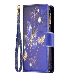 Colorful PU Leather Zipper Wallet Case - Galaxy S20 Plus (Purple butterfly)