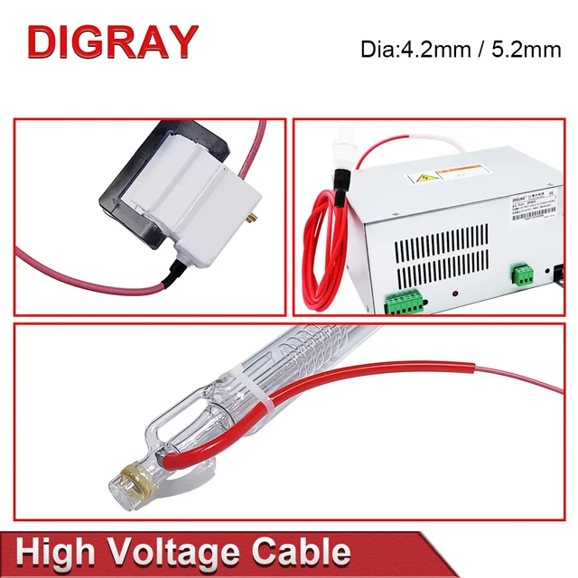 DIGRAY 3/5/10Meters High Voltage Cable for CO2 Laser Power Supply and Laser Tube Laser Engraving and Cutting Machine. 6