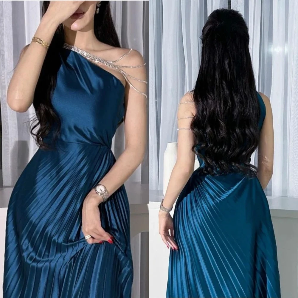 

Prom Dresses Retro Exquisite One-shoulder A-line Draped Satin Formal Occasion Gown Vestido Madrina De Boda Robes Bal