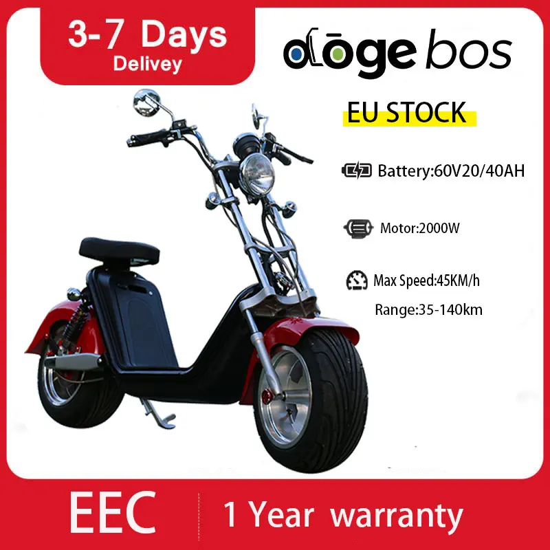 

Citycoco Electric Motorcycle Powerful 2000W Off Road Electric Scooter Ship from Holland 60V 20A 12 Inch Big Tire Hydraulic Disc