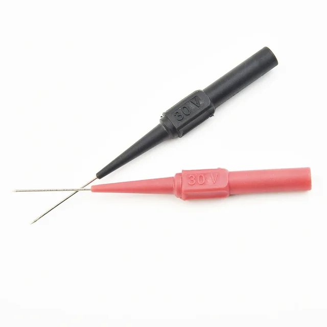 Suiwotin 10pcs 0.7mm Back Probe Pins - Insulation Piercing Test Probes With 4mm Banana Plugs (Black & Red)