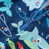 Summer Toddler Baby Boys Shark Printed Rush Guard Kids Cute Beachwear Short Sleeve Swimwear Zipper Jumpsuit Infant Swimsuit 4