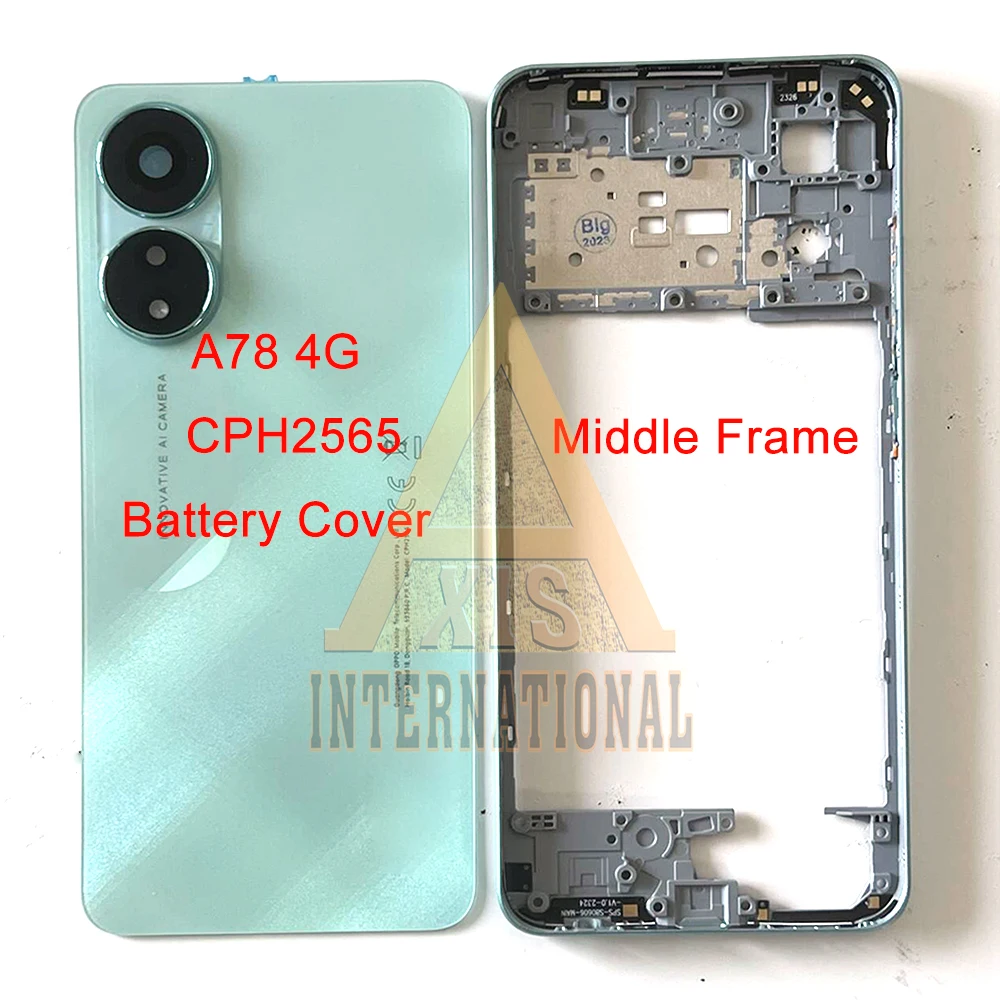 

6,43 дюйма класс AAA для Oppo A78 4G CPH2565 крышка аккумулятора A78 4G задняя крышка для Oppo A78 4G задняя крышка средняя рамка + наклейка