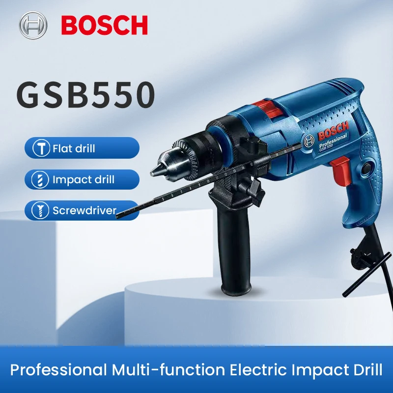 Bosch Impact Electric Drill Professional Brushless Hand Hammer Drill Electric Screwdriver Torque Settings Power Tools GSB 550