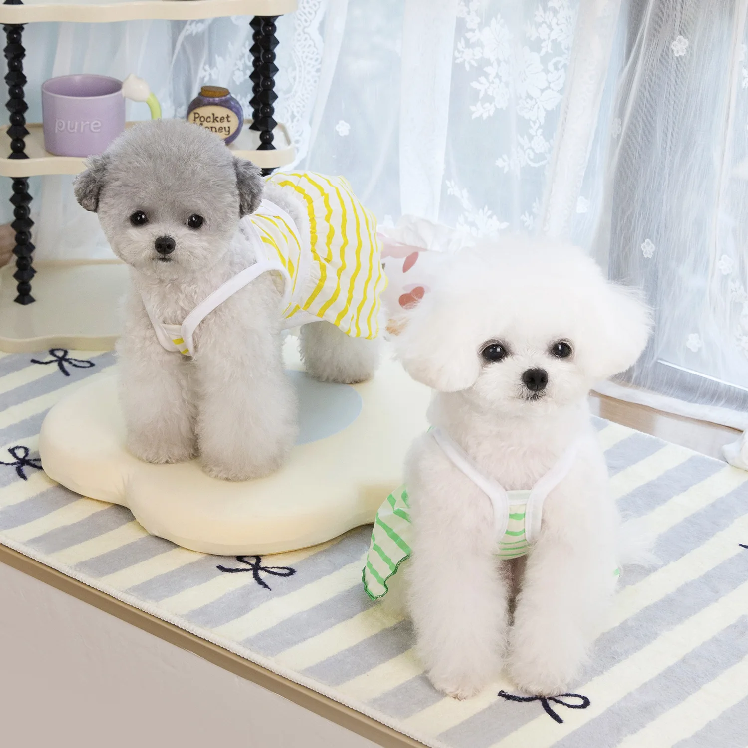 Summer Pet Stripe Swimsuit Clothing Pet Bikini Set Swimsuit Teddy Beach Cloth Dog Clothing Dog Dresses