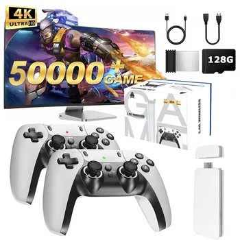 4K TV Game Stick M15 Console per videogiochi Built-in 40000+/50000 giochi 128G Lettore di giochi portatile Controller wireless Gamepad retrò 1