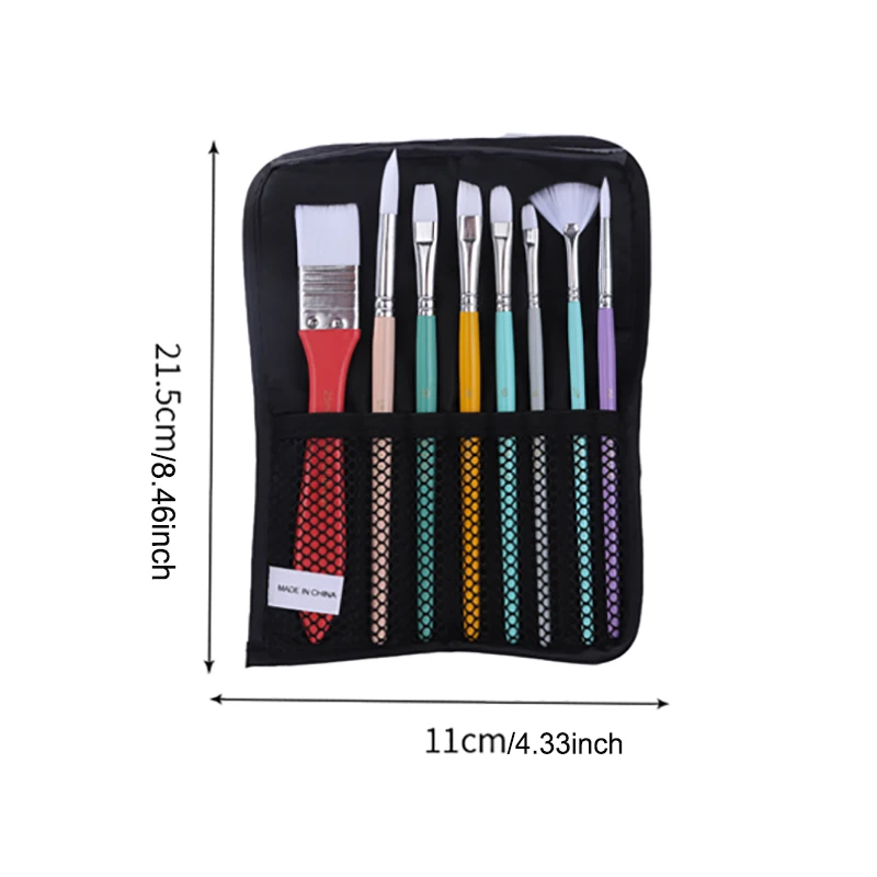 8pcs 휴대용 캔버스 가방 나일론 헤어 다기능 유화 브러쉬 세트 아크릴 수채화 짧은 막대 페인트 브러쉬 아티스트 용품