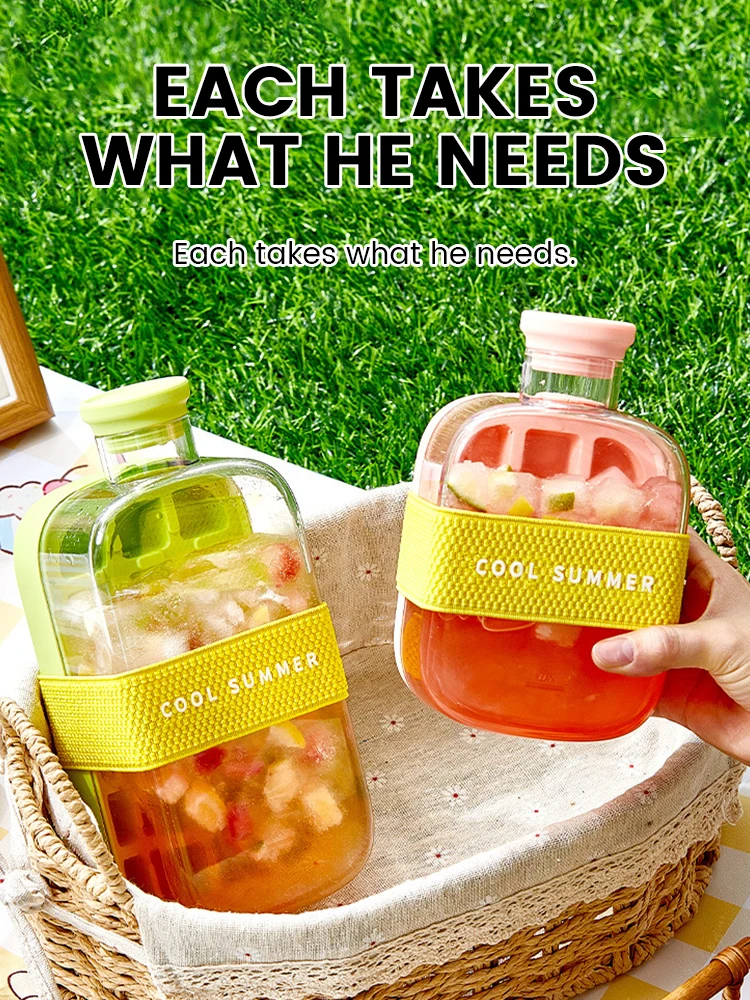 500ML/800ML Ice Cube Bottle Ice Cube Tray With Lid NO SPILL Tray For Freezer NO TOUCH Silicone For Freezer